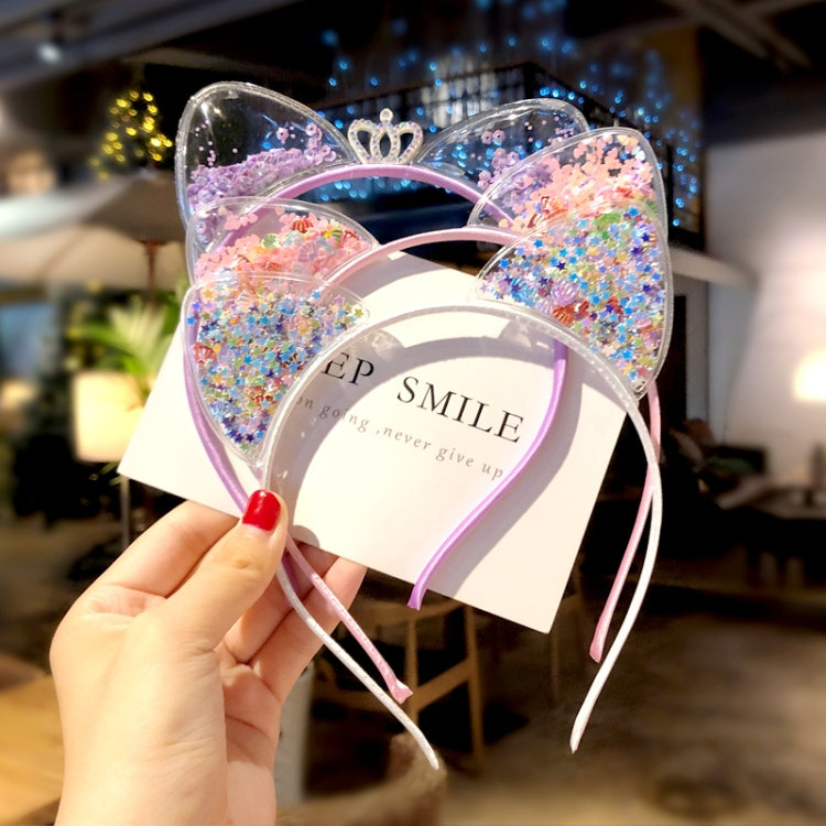 Girls Cute Sequin Cat Ears Headbands Hair Accessories, Color:2