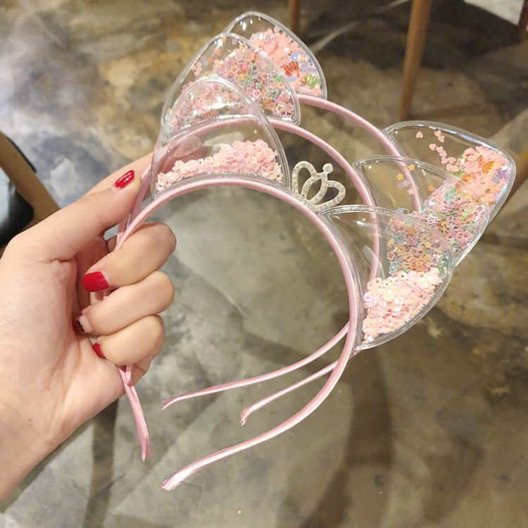 Girls Cute Sequin Cat Ears Headbands Hair Accessories, Color:2