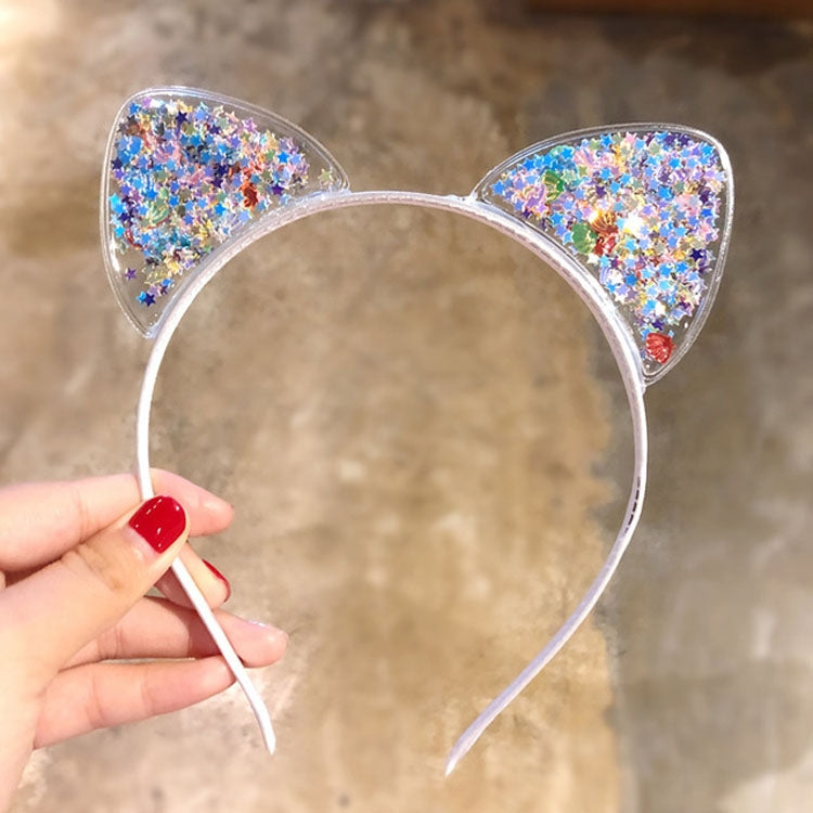 Girls Cute Sequin Cat Ears Headbands Hair Accessories, Color:3