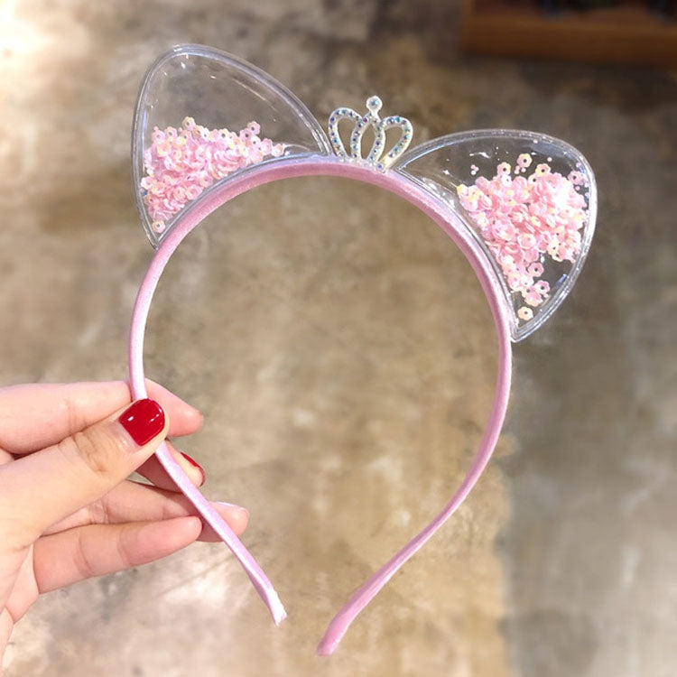 Girls Cute Sequin Cat Ears Headbands Hair Accessories, Color:4