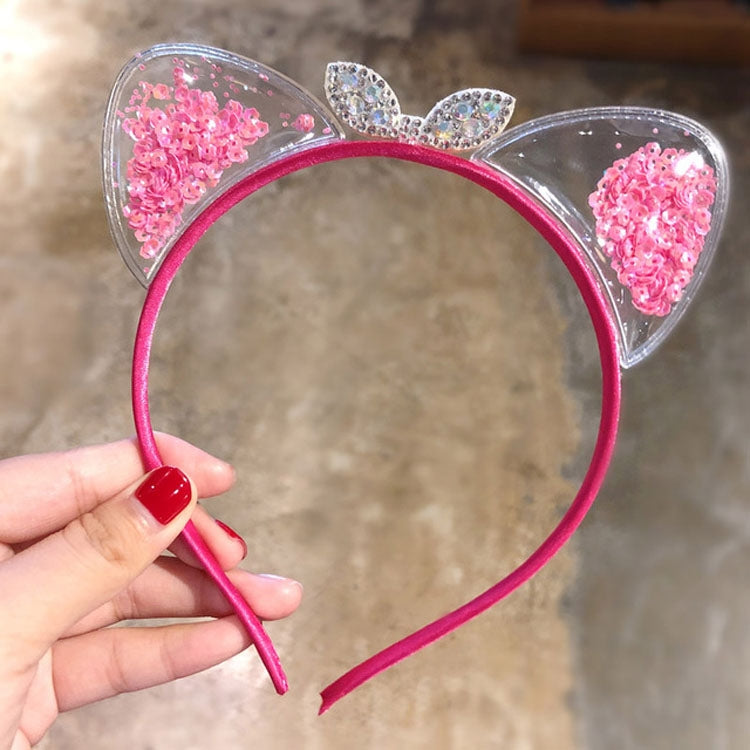 Girls Cute Sequin Cat Ears Headbands Hair Accessories, Color:6