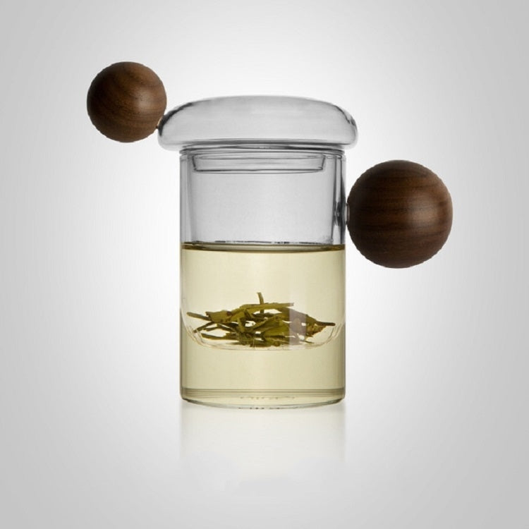 High Borosilicate Heat-resistant Glass Wooden Ball Handle Tea Cup, Style:Jupiter Cup 7A