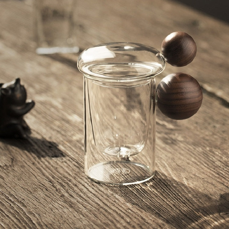 High Borosilicate Heat-resistant Glass Wooden Ball Handle Tea Cup, Style:Jupiter Cup 7A
