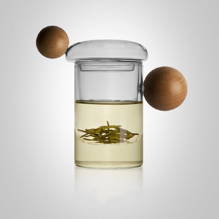 High Borosilicate Heat-resistant Glass Wooden Ball Handle Tea Cup, Style:Jupiter Cup 7B