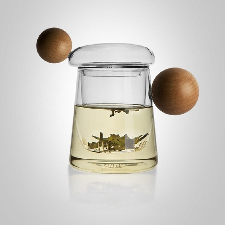 High Borosilicate Heat-resistant Glass Wooden Ball Handle Tea Cup, Style:First Star Cup 7B