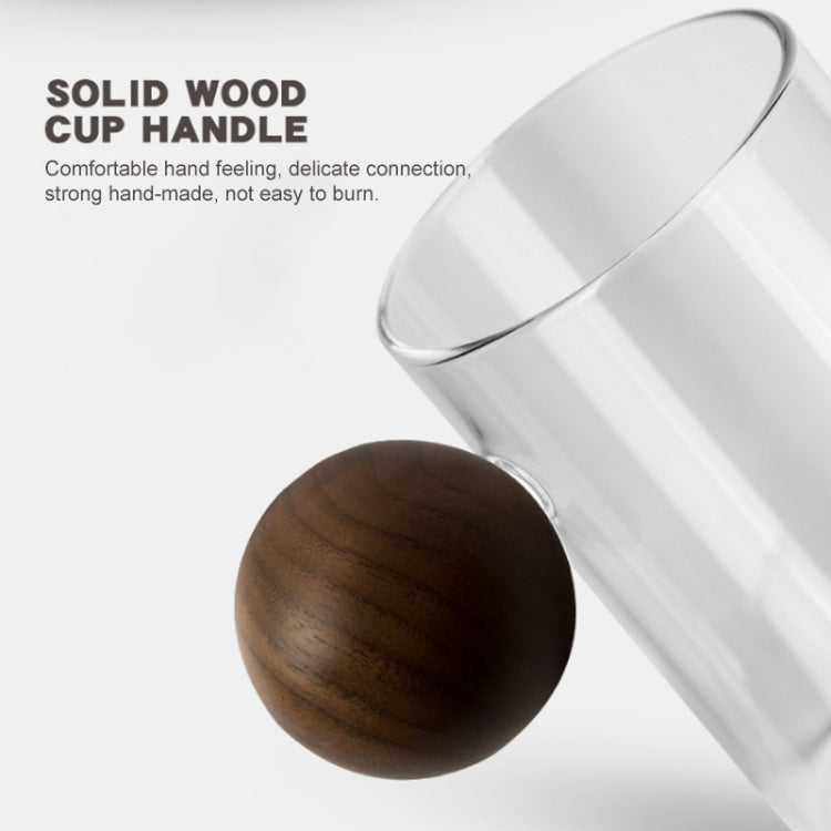 High Borosilicate Heat-resistant Glass Wooden Ball Handle Tea Cup, Style:Lexing Cup 7B