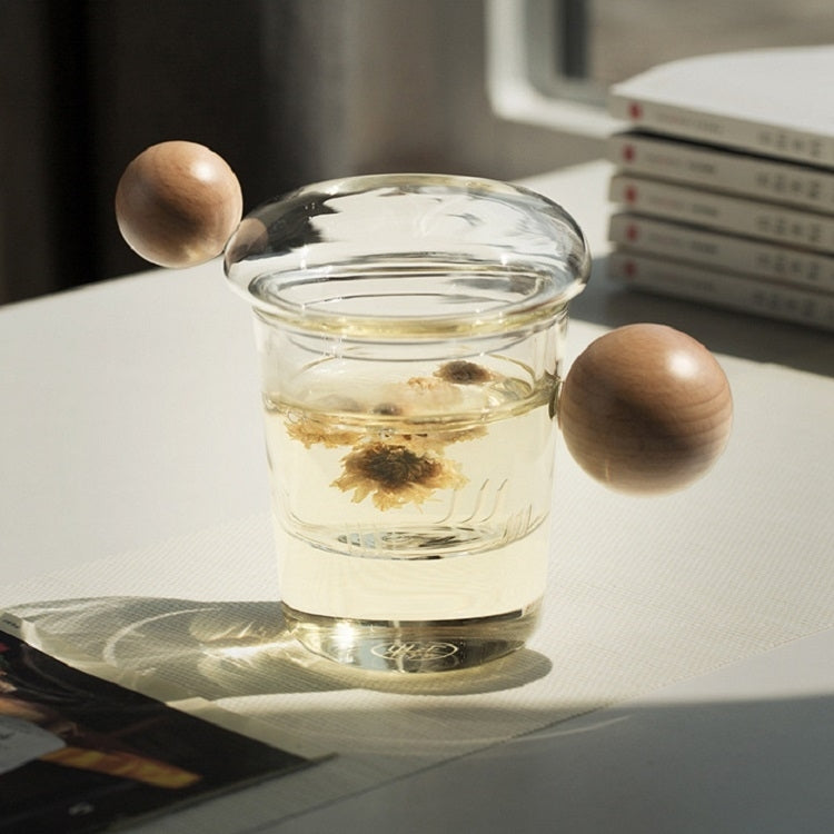 High Borosilicate Heat-resistant Glass Wooden Ball Handle Tea Cup, Style:Lexing Cup 7B