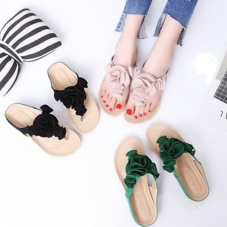 Bohemian Toe Slippers Women Flower Sandals, Shoe Size:36(Beige)
