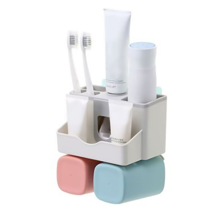 Wall-mounted Lazy Simple Automatic Toothpaste Toothbrush Holder Set, Specification:Family of Two