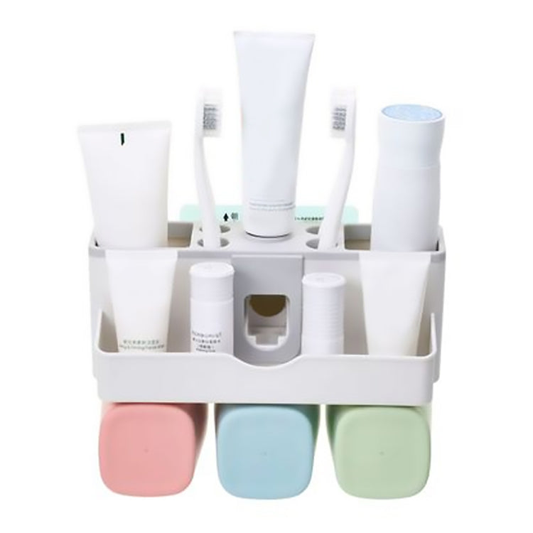 Wall-mounted Lazy Simple Automatic Toothpaste Toothbrush Holder Set, Specification:Family of Three
