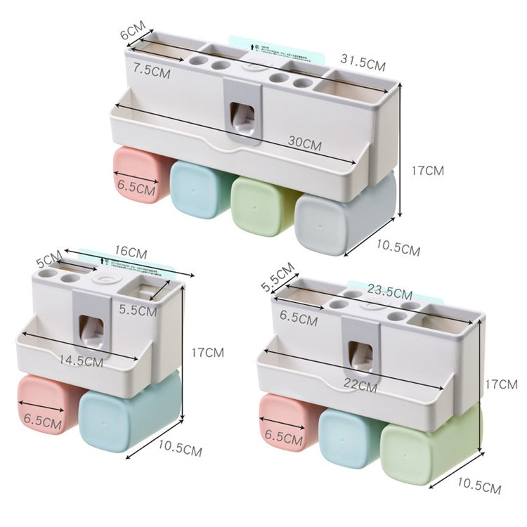 Wall-mounted Lazy Simple Automatic Toothpaste Toothbrush Holder Set, Specification:Family of Three