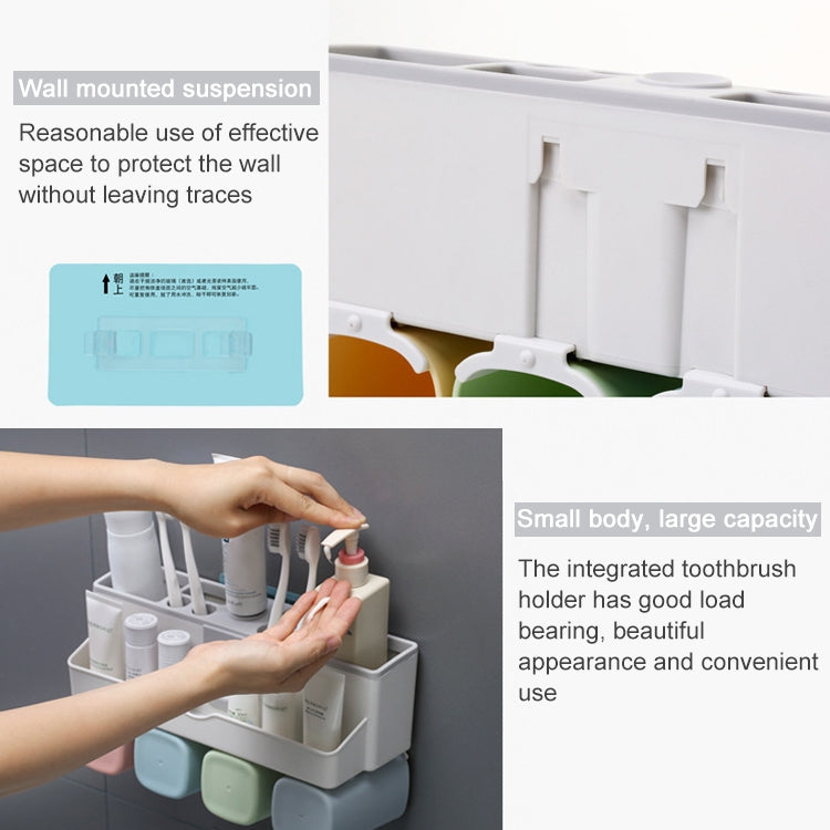 Wall-mounted Lazy Simple Automatic Toothpaste Toothbrush Holder Set, Specification:Family of Three