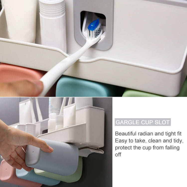 Wall-mounted Lazy Simple Automatic Toothpaste Toothbrush Holder Set, Specification:Family of Four