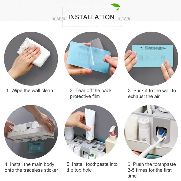 Wall-mounted Lazy Simple Automatic Toothpaste Toothbrush Holder Set, Specification:Family of Four