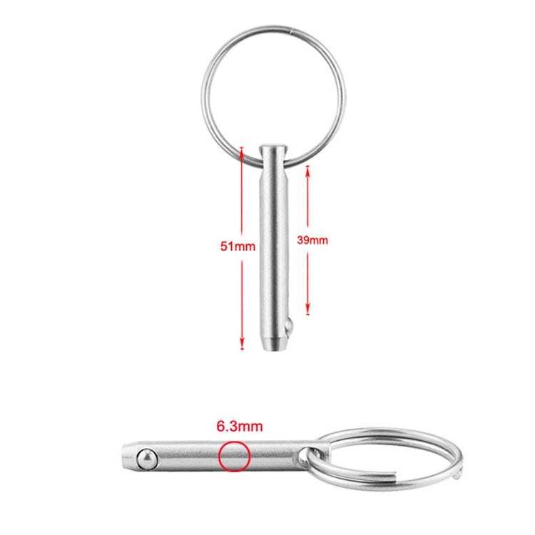 2 PCS Boat Accessories 316 Stainless Steel Ball Pin Quick Release And Quick Release Safety Pin Spring Steel Ball Pin, Size: 6.3x 51mm