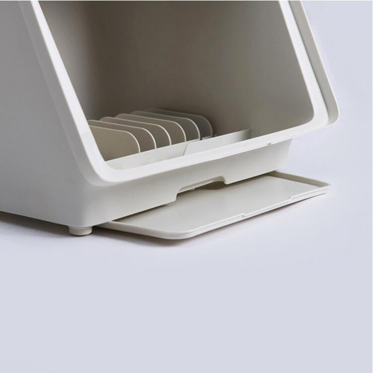 Household Drained Tableware Storage Box with Lid(Pink)