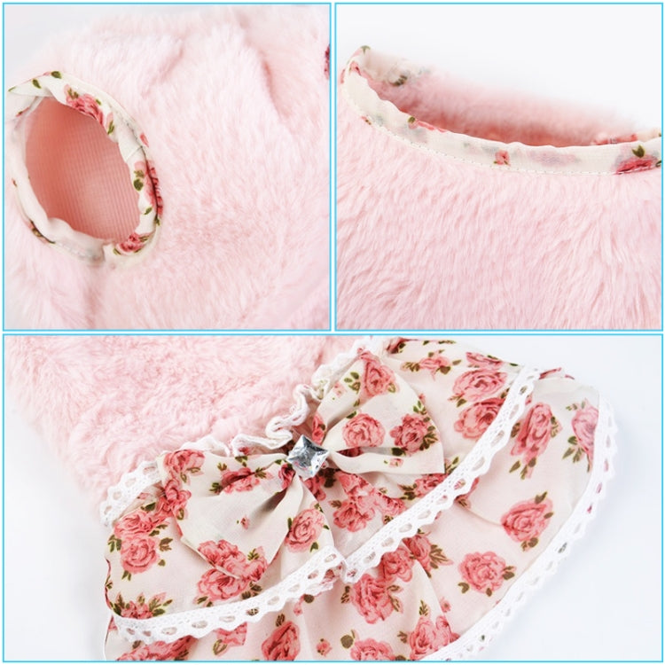 AB118 Pet Clothing Dog Bow Floral Sweater Skirt, Size:S