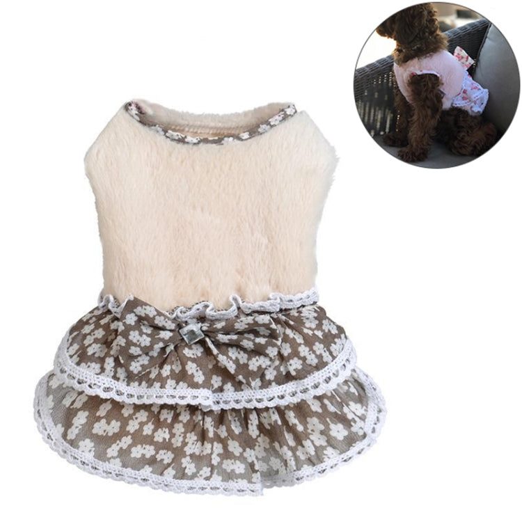 AB118 Pet Clothing Dog Bow Floral Sweater Skirt, Size:S