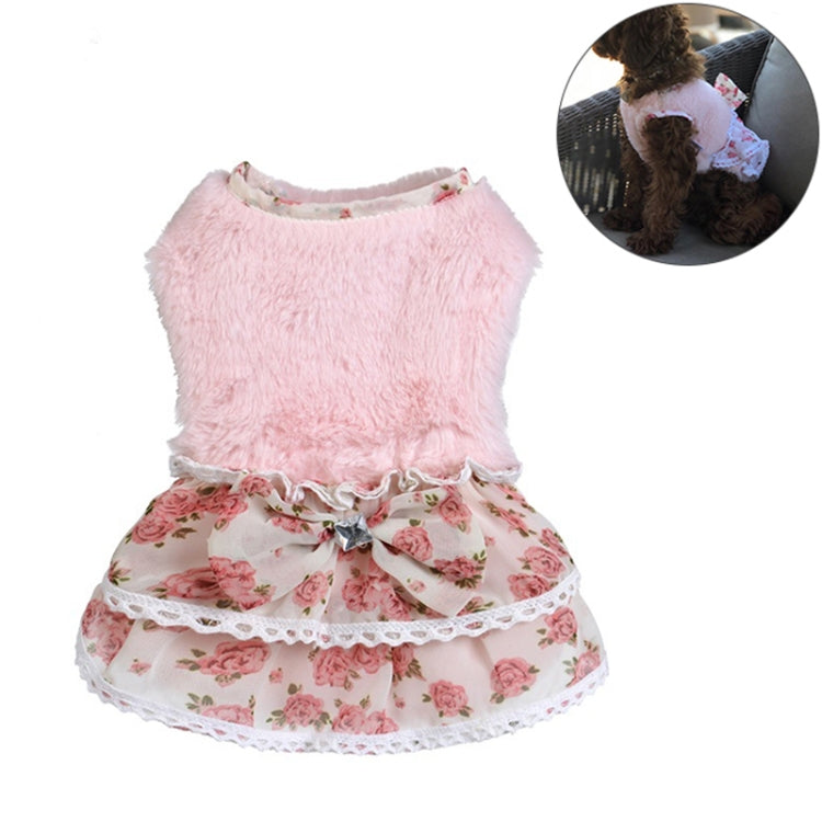 AB118 Pet Clothing Dog Bow Floral Sweater Skirt, Size:M