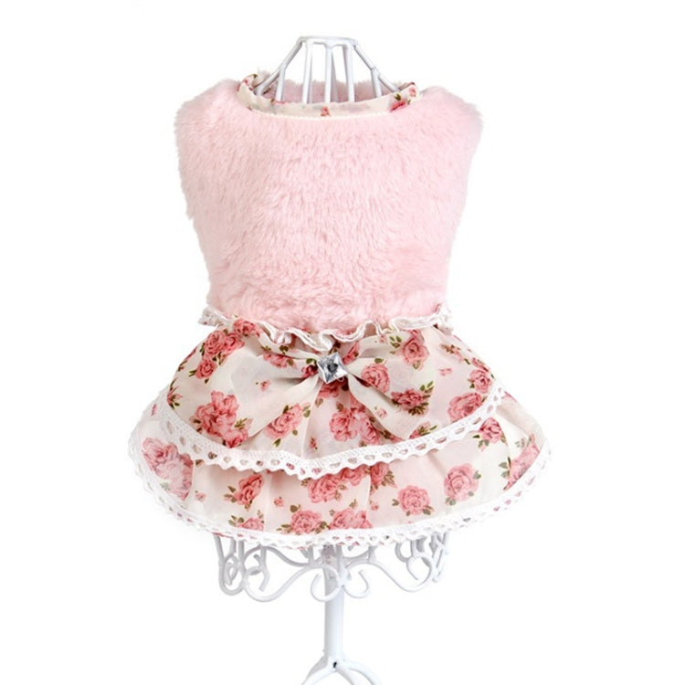 AB118 Pet Clothing Dog Bow Floral Sweater Skirt, Size:M