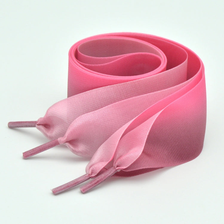 Gradient Color 4cm Width Satin Silk Ribbon Shoelaces Sneaker Sport Shoes White Shoes Laces, Length:80cm