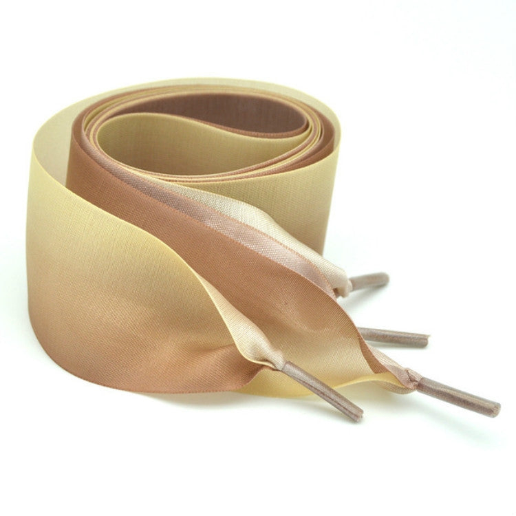 Gradient Color 4cm Width Satin Silk Ribbon Shoelaces Sneaker Sport Shoes White Shoes Laces, Length:130cm