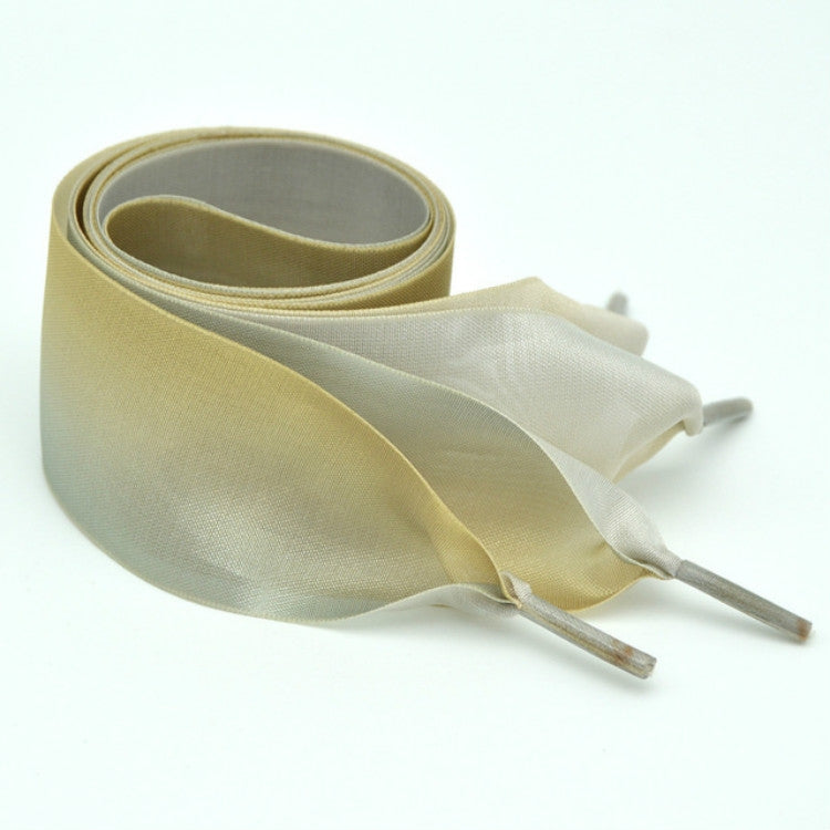 Gradient Color 4cm Width Satin Silk Ribbon Shoelaces Sneaker Sport Shoes White Shoes Laces, Length:130cm