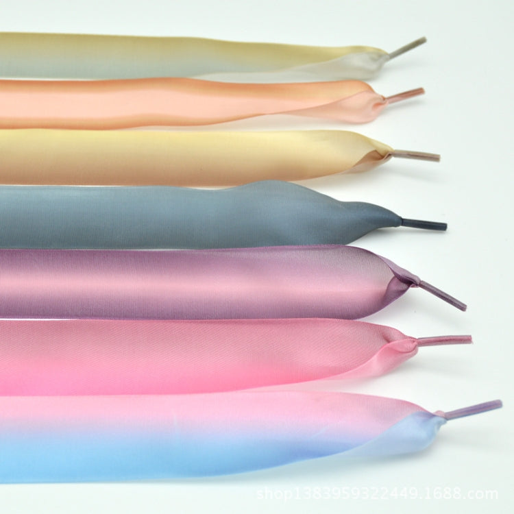 Gradient Color 4cm Width Satin Silk Ribbon Shoelaces Sneaker Sport Shoes White Shoes Laces, Length:130cm