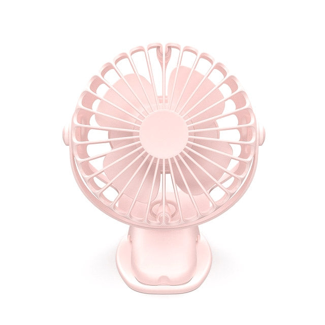 360 Degree -Round Rotation Mini Cooling Air Fan 4 Speed Adjustable Portable USB Rechargeable Desktop Clip Fan