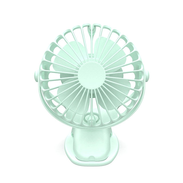 360 Degree -Round Rotation Mini Cooling Air Fan 4 Speed Adjustable Portable USB Rechargeable Desktop Clip Fan