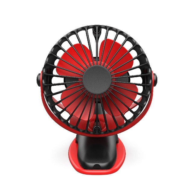 360 Degree -Round Rotation Mini Cooling Air Fan 4 Speed Adjustable Portable USB Rechargeable Desktop Clip Fan