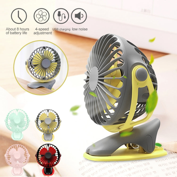 360 Degree -Round Rotation Mini Cooling Air Fan 4 Speed Adjustable Portable USB Rechargeable Desktop Clip Fan