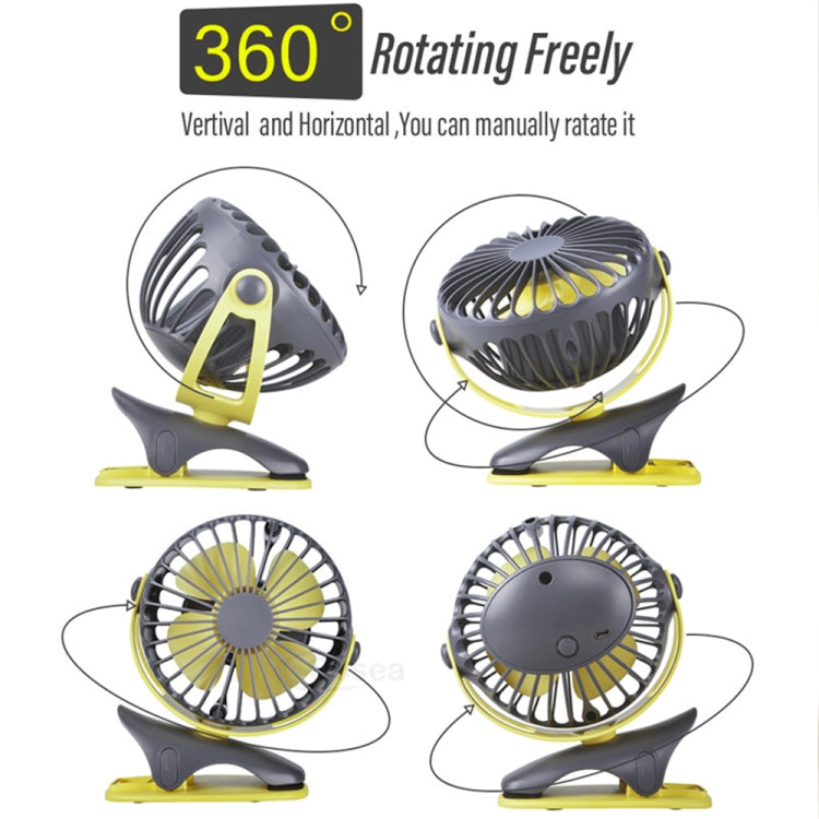 360 Degree -Round Rotation Mini Cooling Air Fan 4 Speed Adjustable Portable USB Rechargeable Desktop Clip Fan