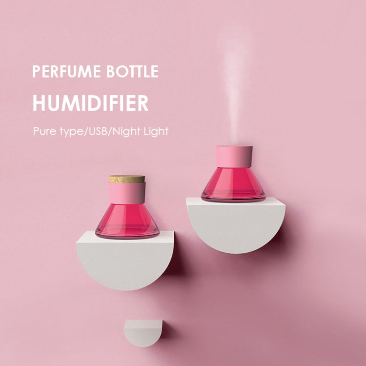 Mini Perfume Bottle Humidifier Glass LED Night Light USB Desktop Diffuser(Black)