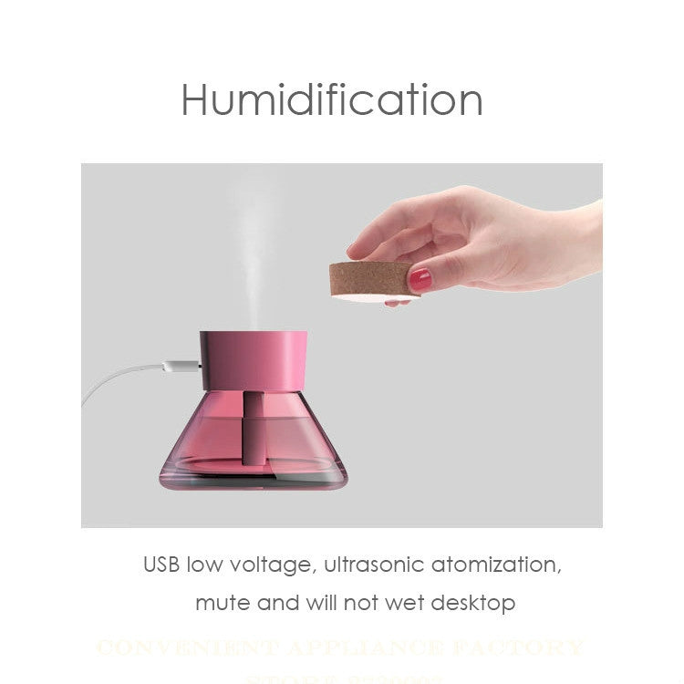 Mini Perfume Bottle Humidifier Glass LED Night Light USB Desktop Diffuser(Black)