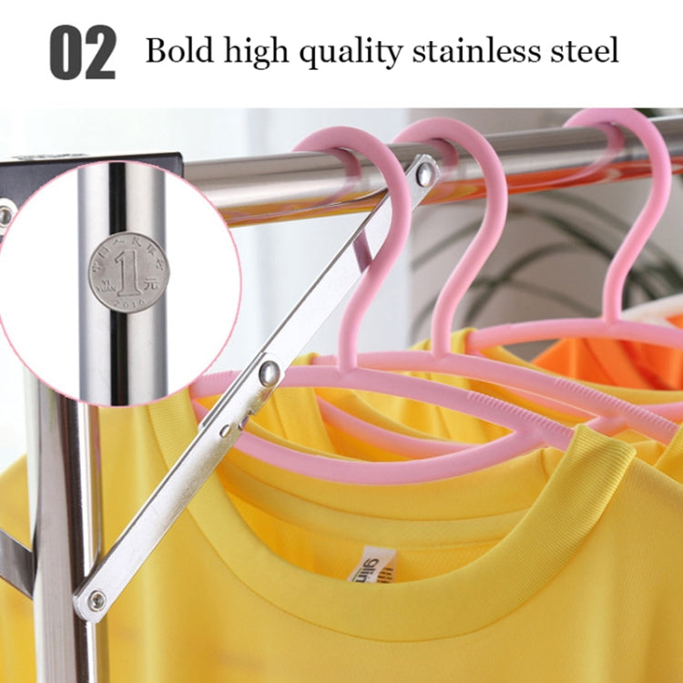 Stainless Steel Folding Drying Racks Floor-standing Balcony Clothes Racks Portable Indoor T-hangers Holder, Size:125-185cm Extension