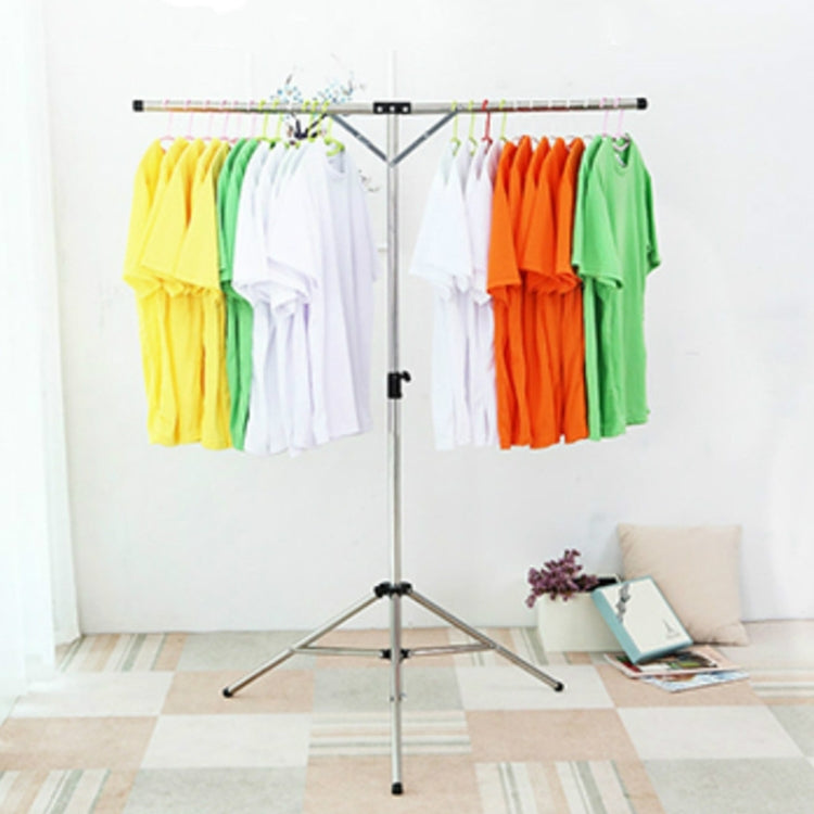 Stainless Steel Folding Drying Racks Floor-standing Balcony Clothes Racks Portable Indoor T-hangers Holder, Size:125cm