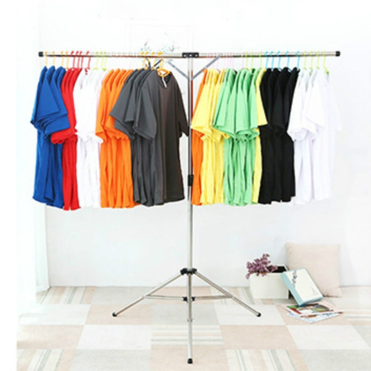 Stainless Steel Folding Drying Racks Floor-standing Balcony Clothes Racks Portable Indoor T-hangers Holder, Size:165cm
