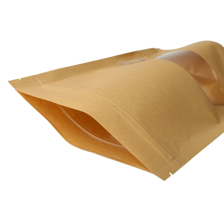 50 PCS Zipper Self Sealing Kraft Paper Bag with Window Stand Up for Gifts/Food/Candy/Tea/Party/Wedding Gifts, Bag Size:20x30+5cm