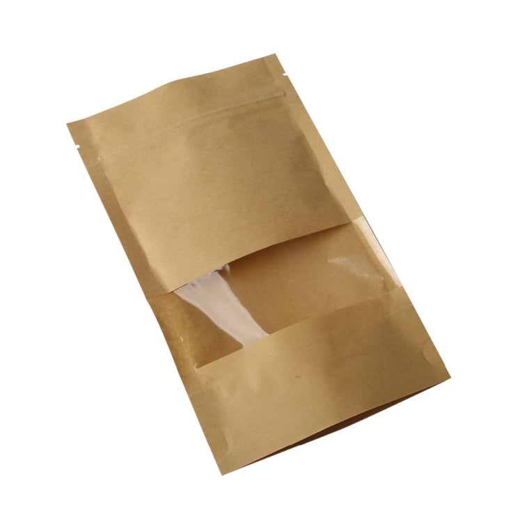 50 PCS Zipper Self Sealing Kraft Paper Bag with Window Stand Up for Gifts/Food/Candy/Tea/Party/Wedding Gifts, Bag Size:20x30+5cm