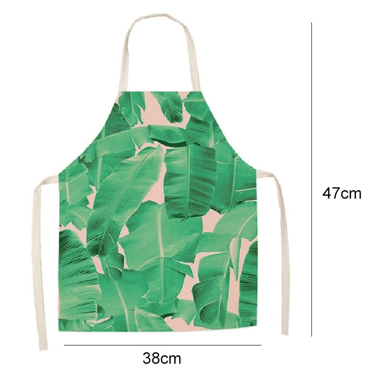 Cotton Linen Creative Plant Foliage Pattern Sleeveless Apron, Size:47x38cm