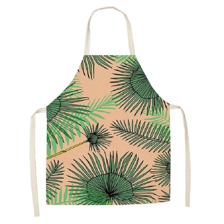 Cotton Linen Creative Plant Foliage Pattern Sleeveless Apron, Size:47x38cm