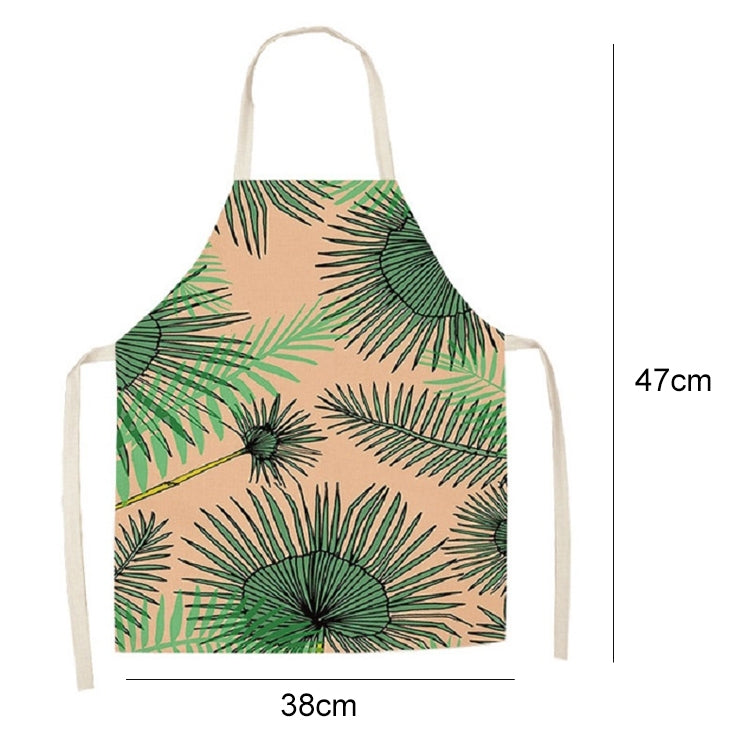 Cotton Linen Creative Plant Foliage Pattern Sleeveless Apron, Size:47x38cm