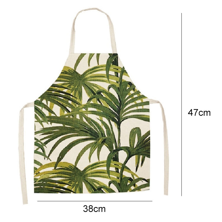 Cotton Linen Creative Plant Foliage Pattern Sleeveless Apron, Size:47x38cm