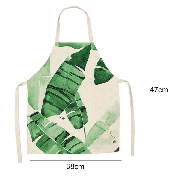 Cotton Linen Creative Plant Foliage Pattern Sleeveless Apron, Size:47x38cm
