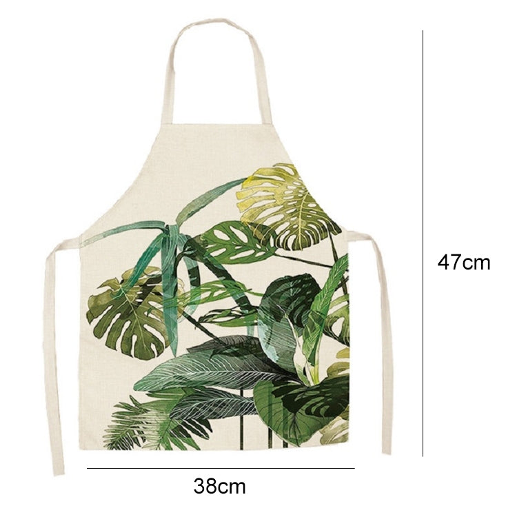 Cotton Linen Creative Plant Foliage Pattern Sleeveless Apron, Size:47x38cm