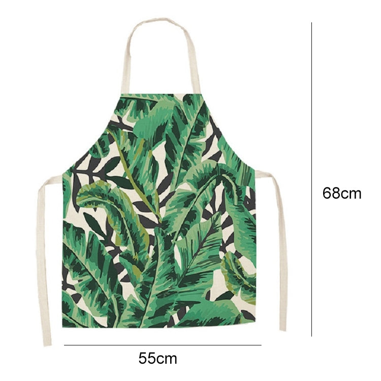 Cotton Linen Creative Plant Foliage Pattern Sleeveless Apron, Size:68x55cm