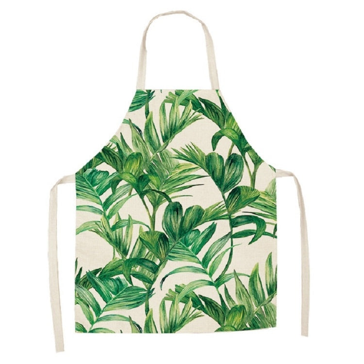 Cotton Linen Creative Plant Foliage Pattern Sleeveless Apron, Size:68x55cm