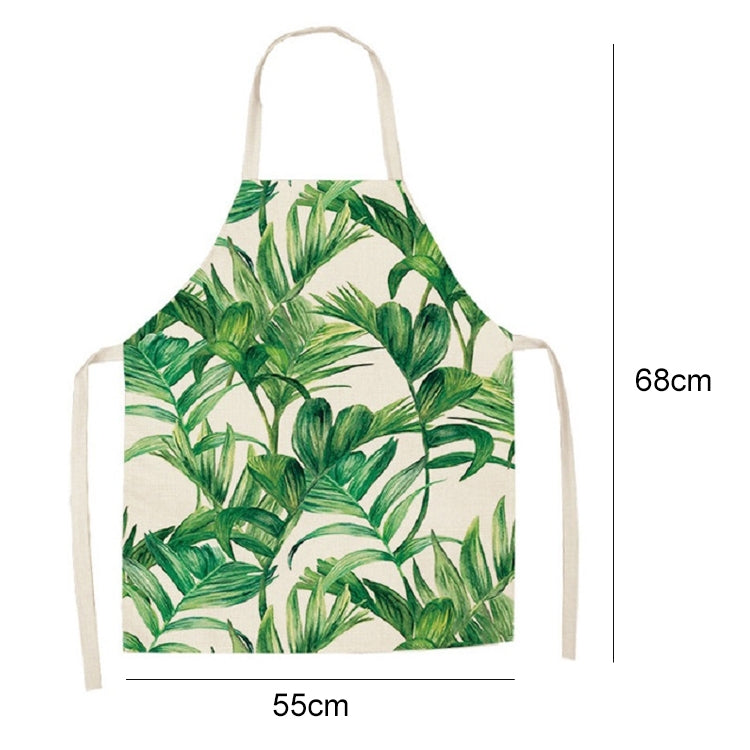 Cotton Linen Creative Plant Foliage Pattern Sleeveless Apron, Size:68x55cm