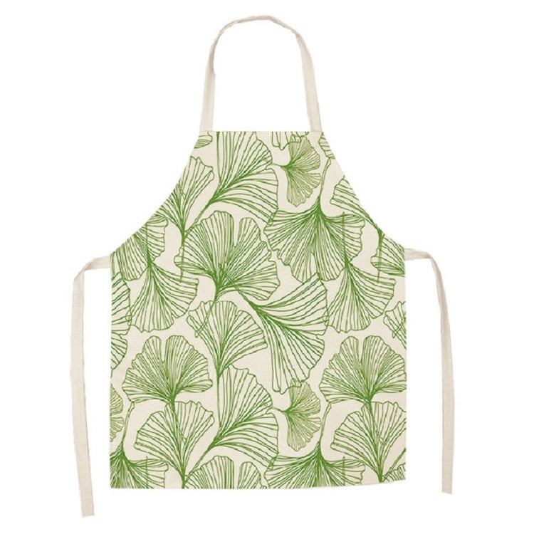 Cotton Linen Creative Plant Foliage Pattern Sleeveless Apron, Size:68x55cm